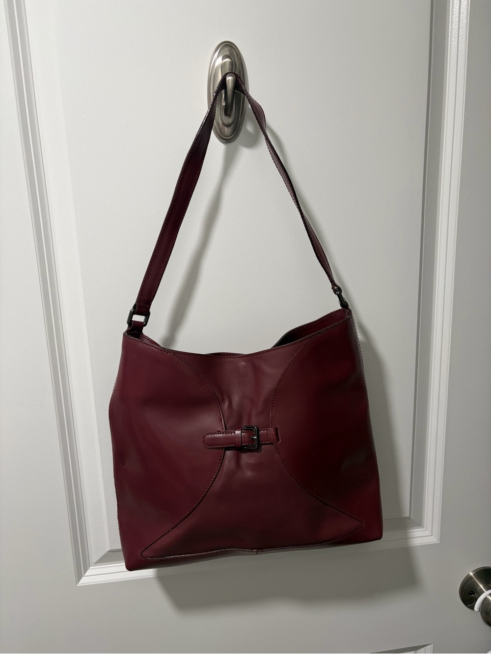 Furla Burgundy Leather Shoulder Hobo Bag